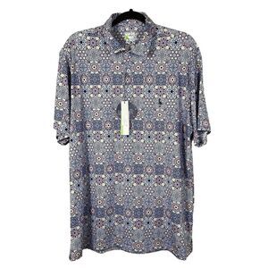NWT Tailorbyrd Performance XLarge Blue Medallion Short Sleeve‎ Polo Golf Shirt